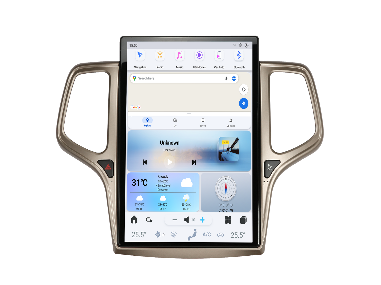 14.4 Inch Tesla Screen For Jeep Grand Cherokee 2014+ golden Android 13.0 Car Radio Player GPS Navi Auto Stereo Multimedia Video DSP Carplay 4G SIM