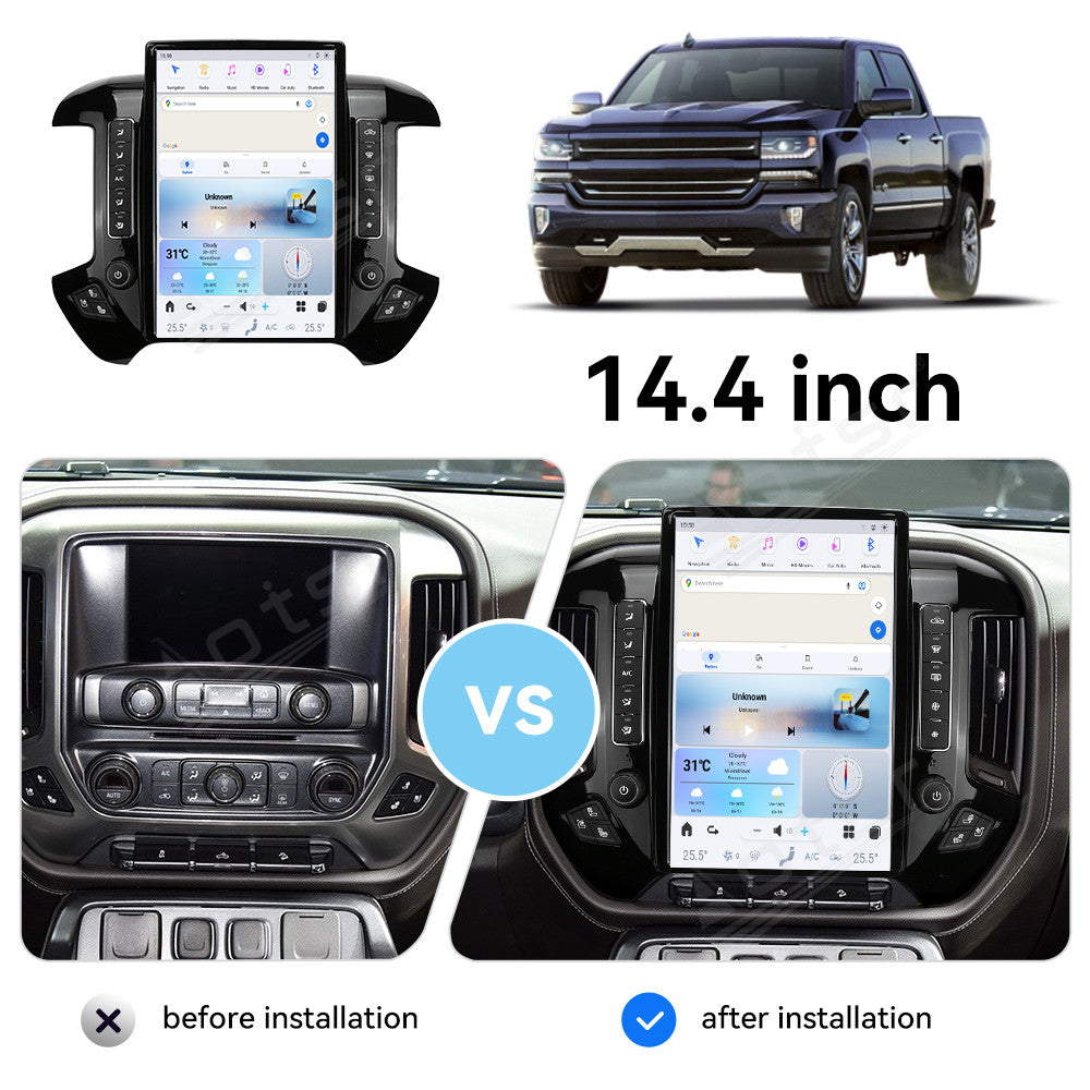 14.4 Inch Tesla Screen For Chevrolet Silverado 2014-2019 Android 13.0 Car Radio Player GPS Navi Auto Stereo Multimedia Video DSP Carplay 4G SIM