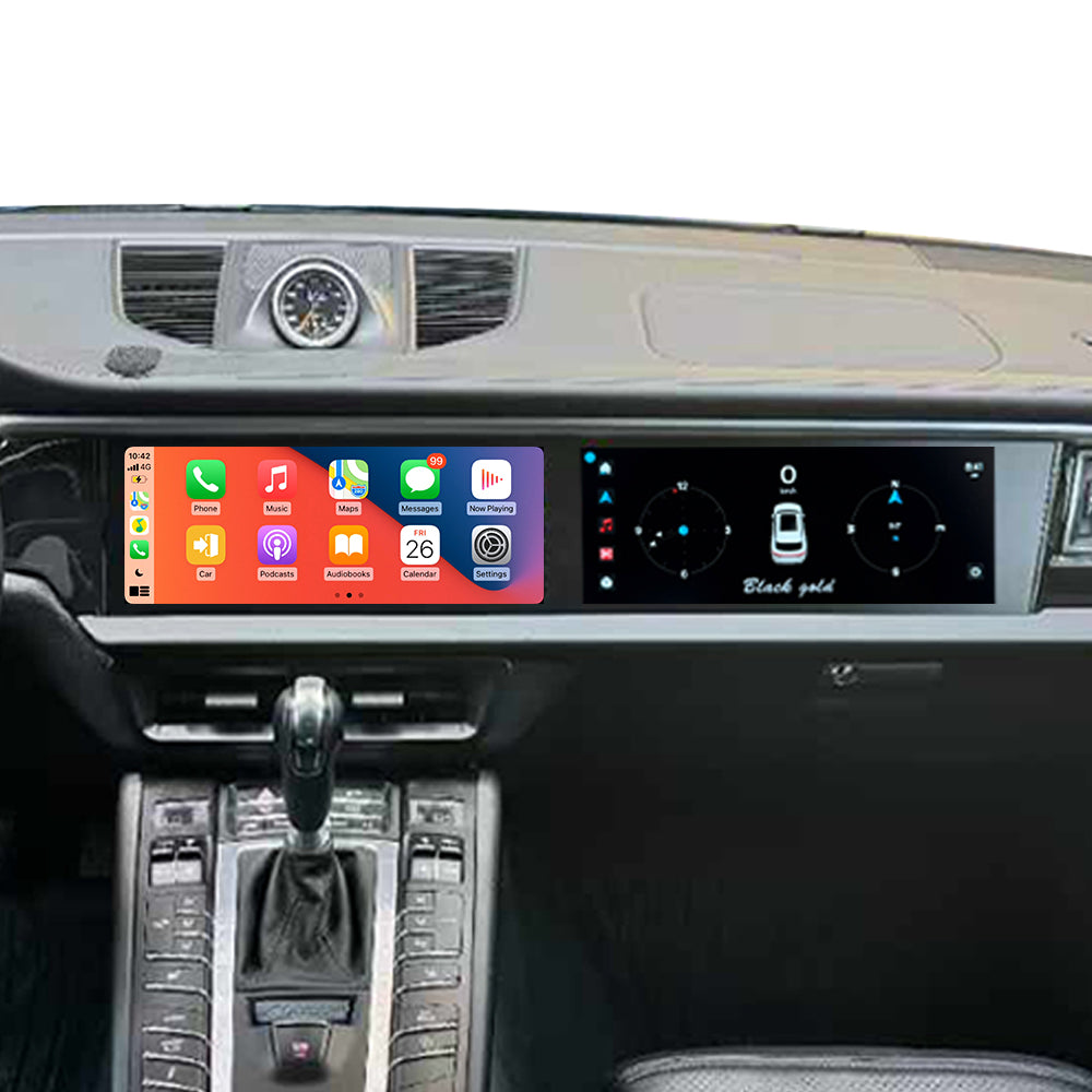 Tesla Screen For Porsche Macan 2014-2017 Modify 2024 Dual Screen Android 13.0 Car Radio Player GPS Navi Auto Stereo Multimedia Video DSP Carplay 4G SIM