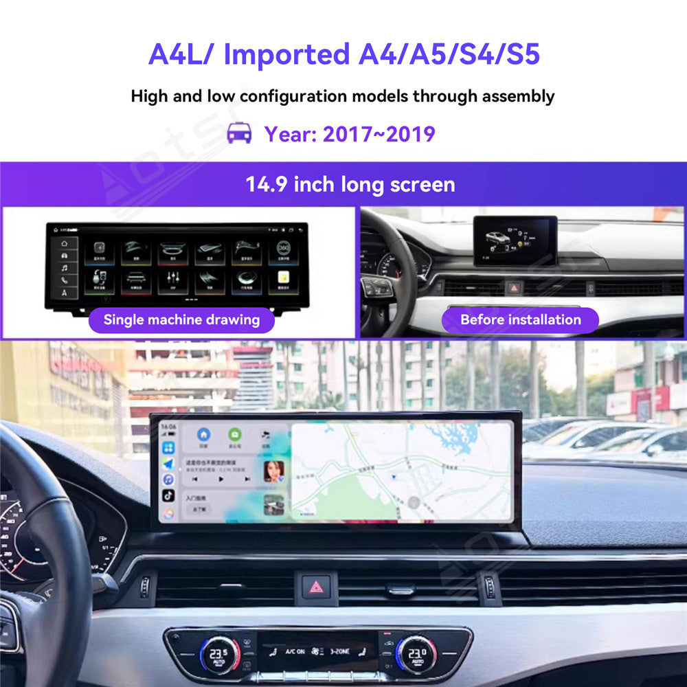 14.9 Inch Tesla Screen For Audi A4L A5 2017 2018 2019 Android 13.0 Car Radio Player GPS Navi Auto Stereo Multimedia Video DSP Carplay 4G SIM