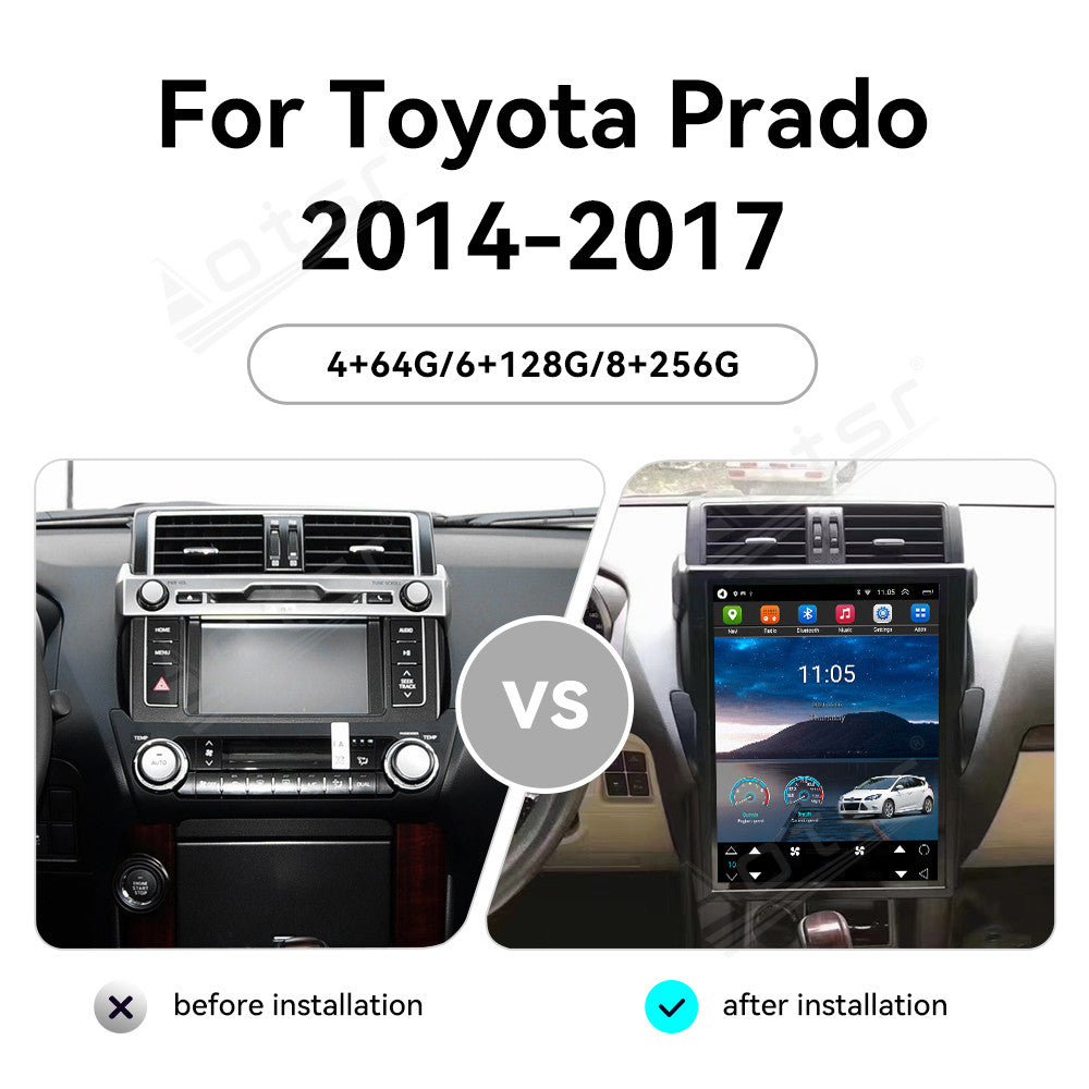 15 Inch Tesla Screen For Toyota Prado 2014-2017 Android 13.0 Car Radio Player GPS Navi Auto Stereo Multimedia Video DSP Carplay 4G SIM