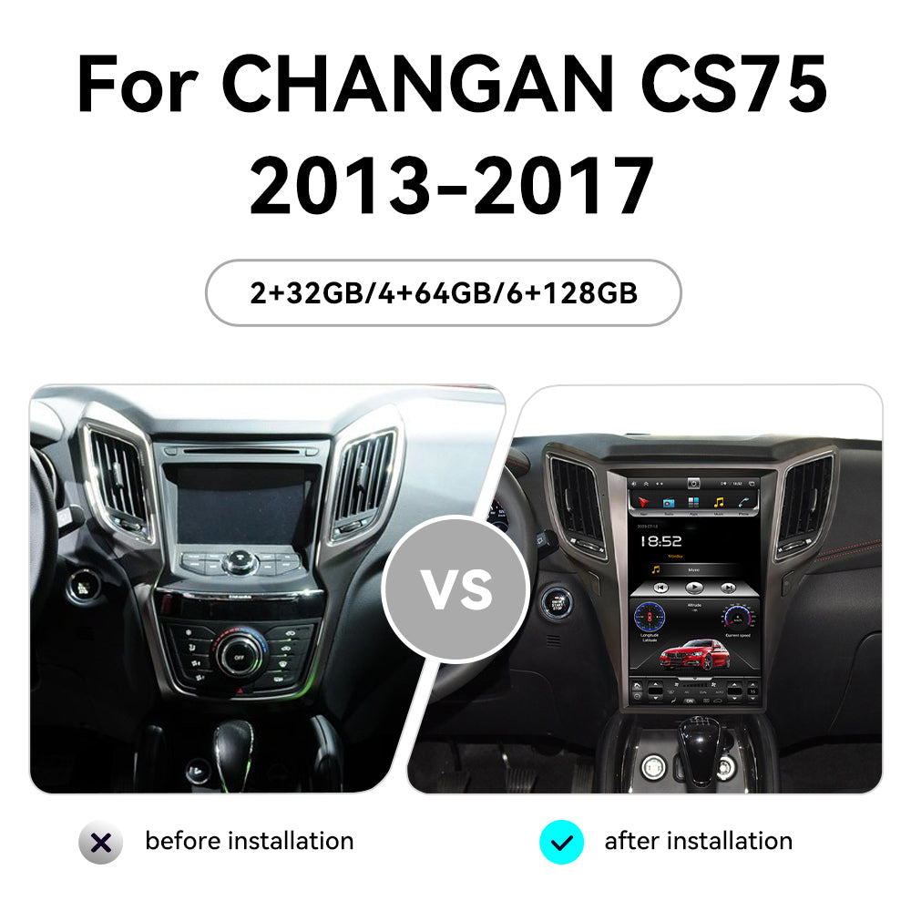 Tesla Screen For CHANGAN CS75 2013-2017 Android 13.0 Car Radio Player GPS Navi Auto Stereo Multimedia Video DSP Carplay 4G SIM