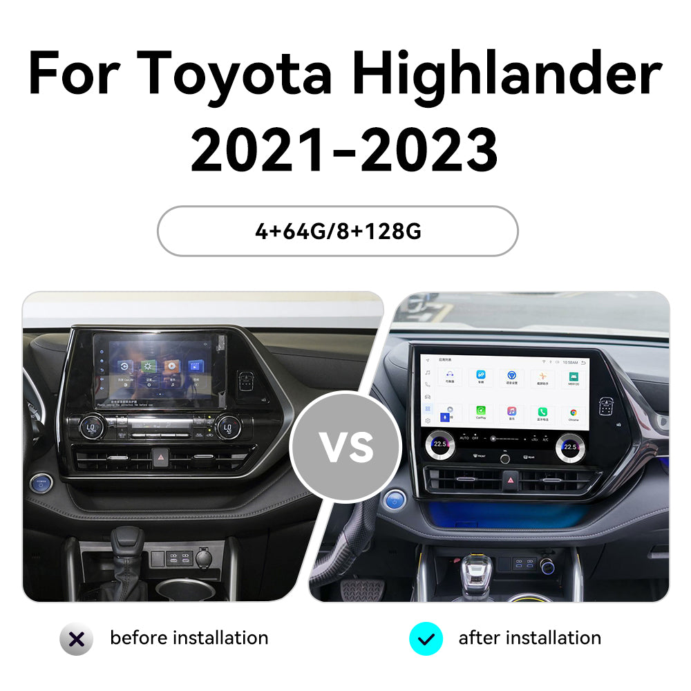 Tesla Screen For Toyota Highlander 2021-2023 Android 13.0 Car Radio Player GPS Navi Auto Stereo Multimedia Video DSP Carplay 4G SIM