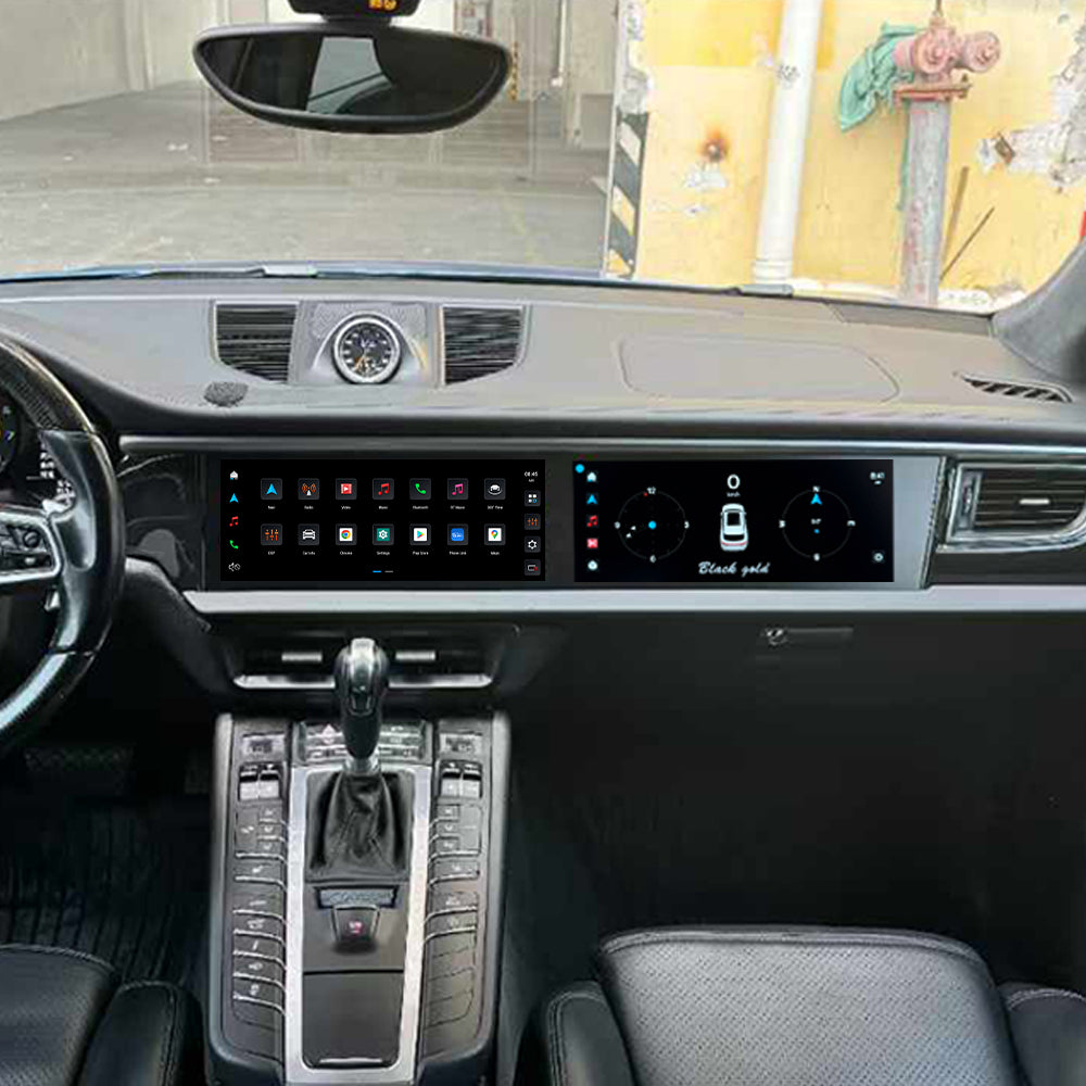 Tesla Screen For Porsche Macan 2014-2017 Modify 2024 Dual Screen Android 13.0 Car Radio Player GPS Navi Auto Stereo Multimedia Video DSP Carplay 4G SIM