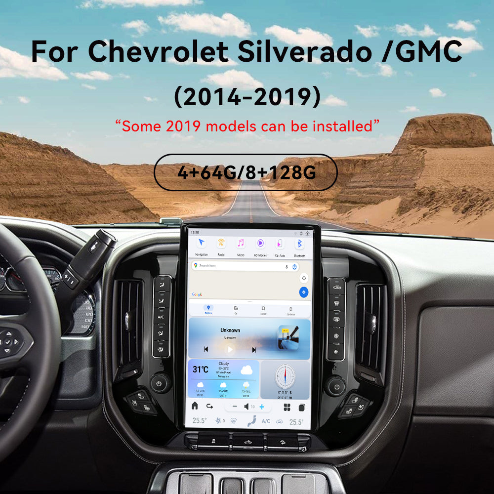 14.4 Inch Tesla Screen For Chevrolet Silverado 2014-2019 Android 13.0 Car Radio Player GPS Navi Auto Stereo Multimedia Video DSP Carplay 4G SIM
