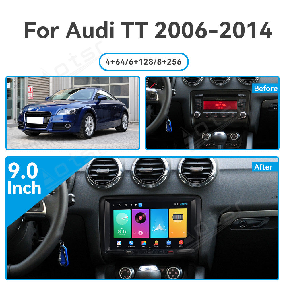 9.0 Inch Tesla Screen For Audi TT 2006-2014 Android 13.0 Car Radio Player GPS Navi Auto Stereo Multimedia Video DSP Carplay 4G SIM