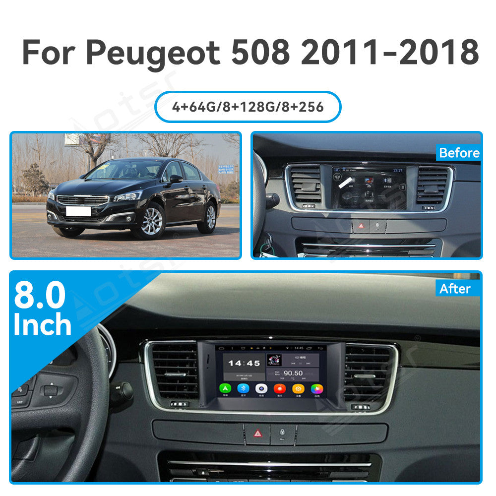 8.0 Inch Tesla Screen For Peugeot 508 2011-2018 Android 13.0 Car Radio Player GPS Navi Auto Stereo Multimedia Video DSP Carplay 4G SIM