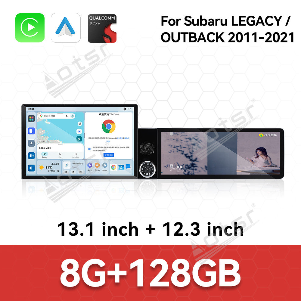 Aotsr Dual Screen 13.1 inch+12.3 inch Android 15 Carplay Car Radio for Subaru LEGACY/Subaru OUTBACK 2011-2021 Car GPS Navigation Multimedia