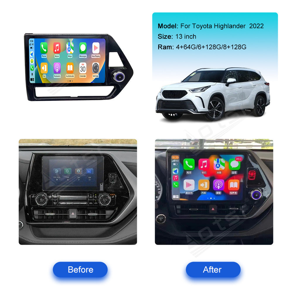 15 Inch Tesla Screen For Toyota Highlander 2022 Android 13.0 Car Radio Player GPS Navi Auto Stereo Multimedia Video DSP Carplay 4G SIM