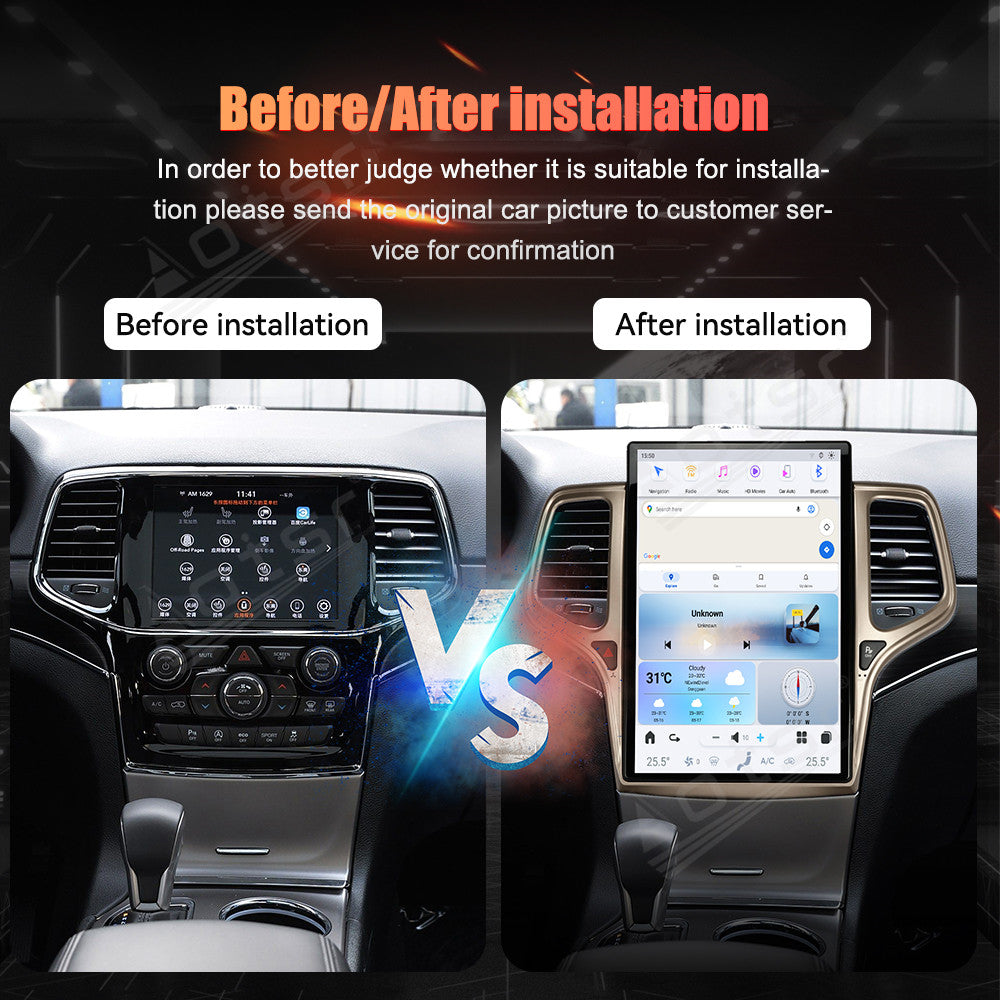 14.4 Inch Tesla Screen For Jeep Grand Cherokee 2014+ golden Android 13.0 Car Radio Player GPS Navi Auto Stereo Multimedia Video DSP Carplay 4G SIM