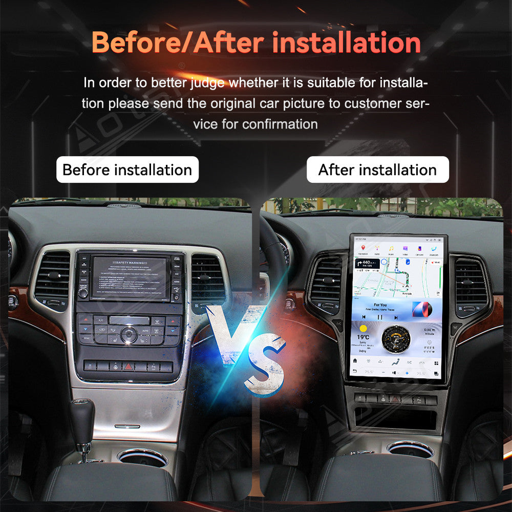 14.4 Inch Tesla Screen For Jeep Grand Cherokee 2013 2014 Black with wireless charging Android 13.0 Car Radio Player GPS Navi Auto Stereo Multimedia Video DSP Carplay 4G SIM