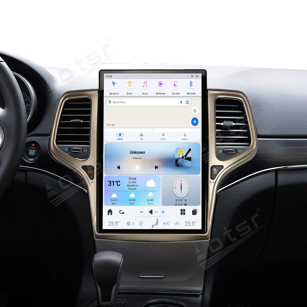 14.4 Inch Tesla Screen For Jeep Grand Cherokee 2014+ golden Android 13.0 Car Radio Player GPS Navi Auto Stereo Multimedia Video DSP Carplay 4G SIM