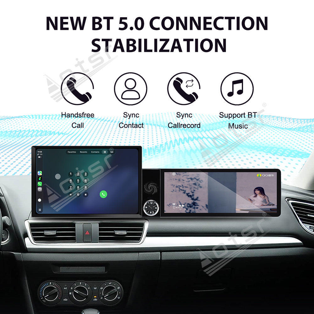 Aotsr Dual Screen 13.1 inch+12.3 inch Android 15 Carplay Car Radio for Mazda 3 2010-2015 Car GPS Navigation Multimedia
