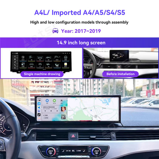 14.9 Inch Tesla Screen For Audi  A4L A5 2017 2018 2019 Android 13.0 Car Radio Player GPS Navi Auto Stereo Multimedia Video DSP Carplay 4G SIM