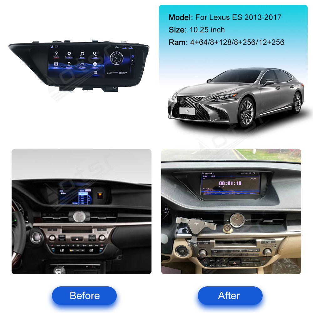 Tesla Screen For Lexus ES 2013-2017 Android 13.0 Car Radio Player GPS Navi Auto Stereo Multimedia Video DSP Carplay 4G SIM