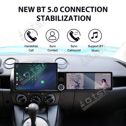 Aotsr Dual Screen 13.1 inch+12.3 inch Android 15 Carplay Car Radio for Mazda 2 2007-2014 Car GPS Navigation Multimedia