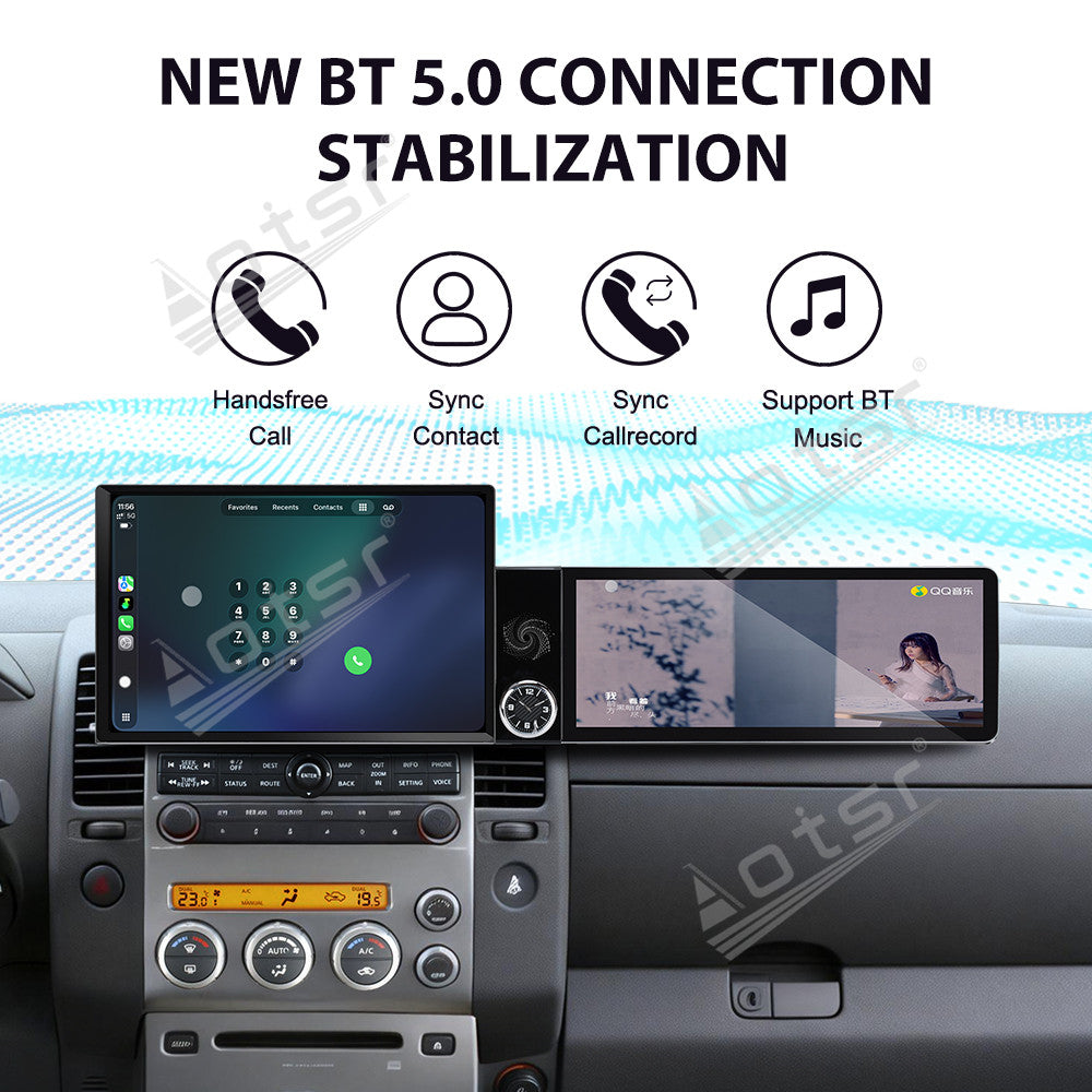 Aotsr Dual Screen 13.1 inch+12.3 inch Android 15 Carplay Car Radio for Nissan Pathfinder;Nissan Navara 2004-2014 Car GPS Navigation Multimedia