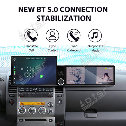 Aotsr Dual Screen 13.1 inch+12.3 inch Android 15 Carplay Car Radio for Nissan Pathfinder;Nissan Navara 2004-2014 Car GPS Navigation Multimedia