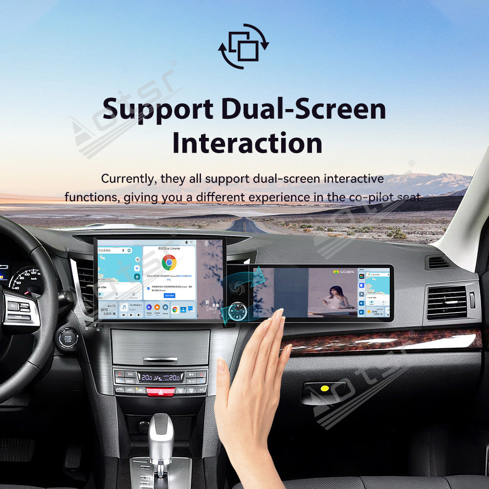 Aotsr Dual Screen 13.1 inch+12.3 inch Android 15 Carplay Car Radio for Subaru Legacy;Subaru Outback 2010-2014 Car GPS Navigation Multimedia