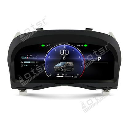 12.3 inch For TOYOTA Alphard 30 A30 Vellfire 2015-2022 Full LCD Digital Cluster Instrument Virtual Cockpit Dashboard Speedometer