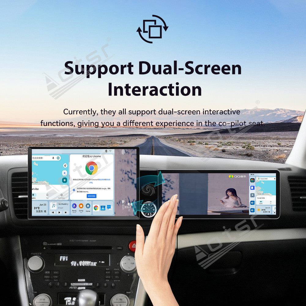 Aotsr Dual Screen 13.1 inch+12.3 inch Android 15 Carplay Car Radio for Subaru Legacy/Outback 2004-2009 Car GPS Navigation Multimedia