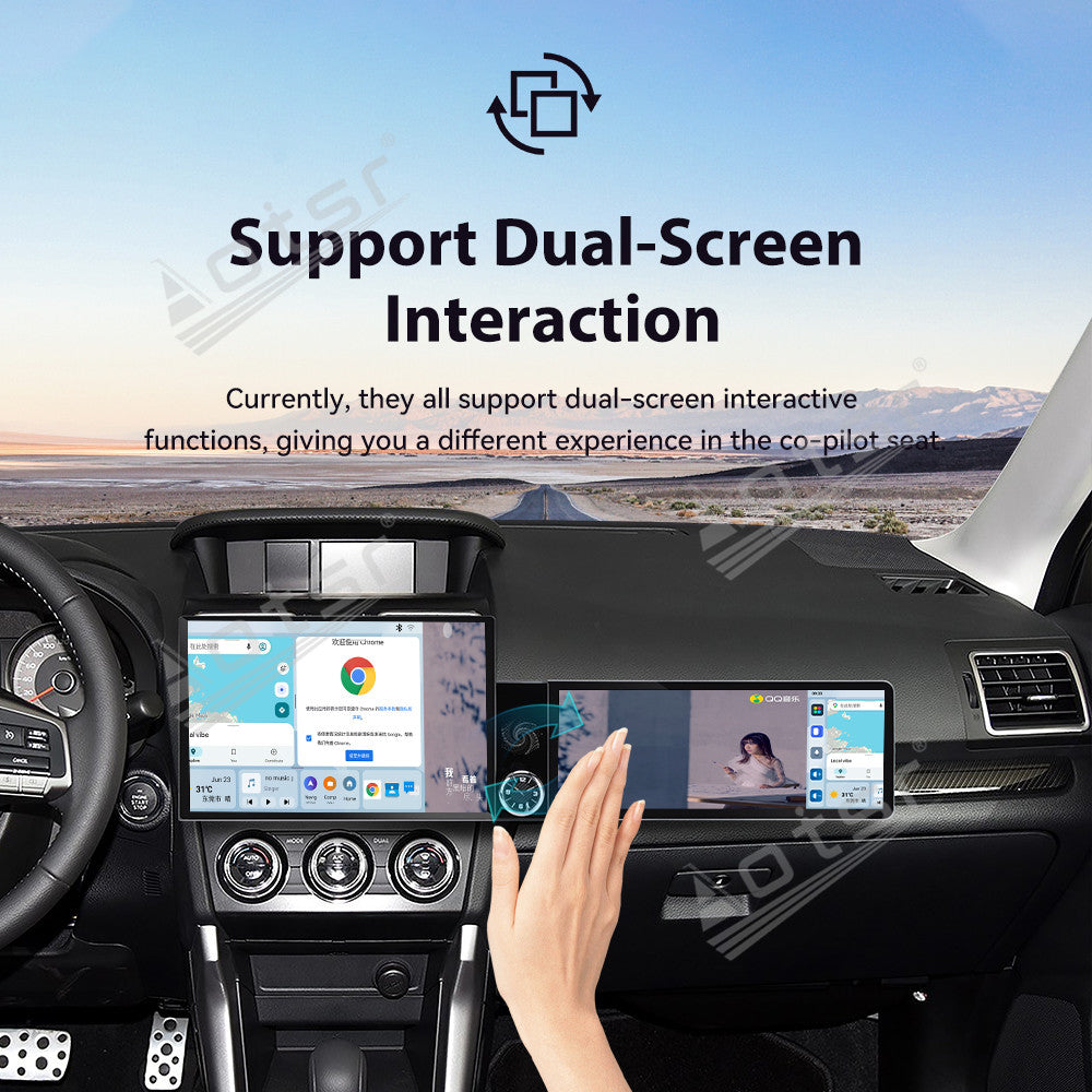 Aotsr Dual Screen 13.1 inch+12.3 inch Android 15 Carplay Car Radio for Subaru Forester 2012-2015 Car GPS Navigation Multimedia
