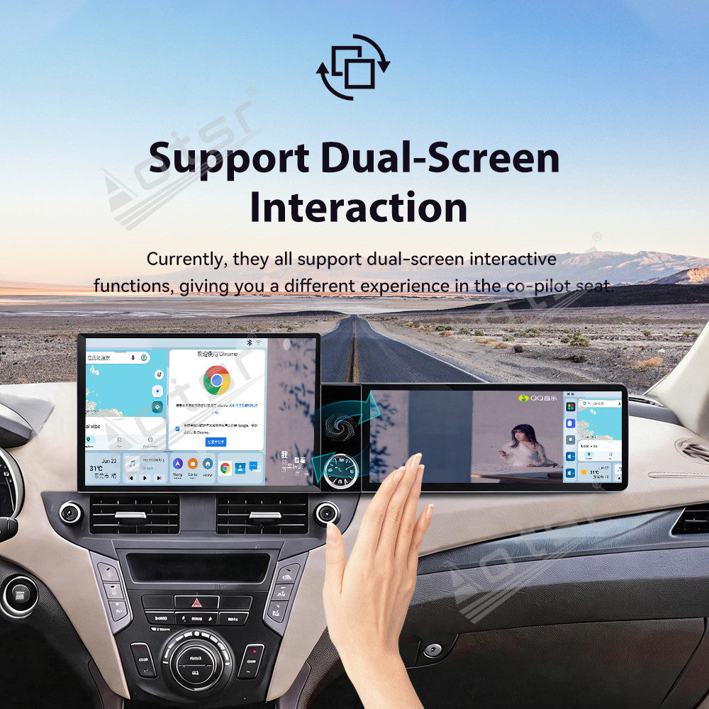 Aotsr Dual Screen 13.1 inch+12.3 inch Android 15 Carplay Car Radio for Hyundai IX45 2013-2017 Car GPS Navigation Multimedia