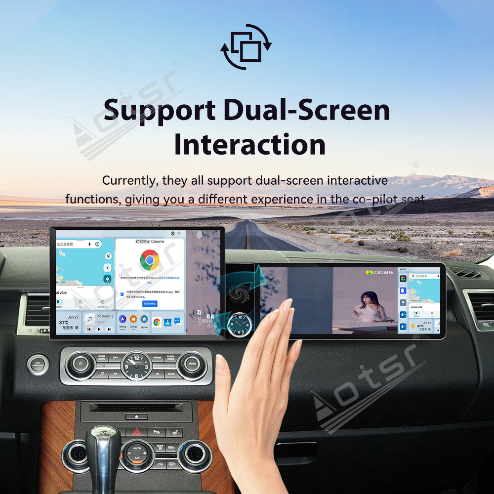 Aotsr Dual Screen 13.1 inch+12.3 inch Android 15 Carplay Car Radio for Land Range Rover Sport 2010-2013 Car GPS Navigation Multimedia