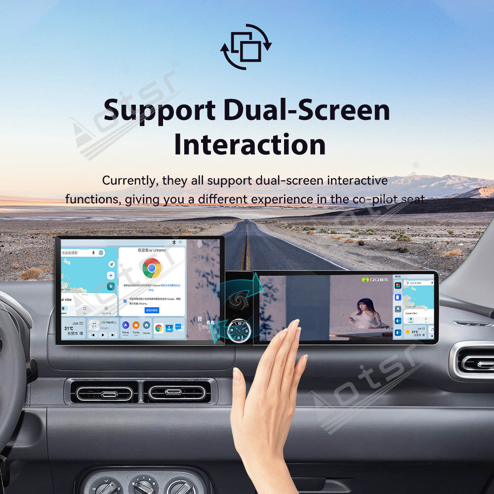 Aotsr Dual Screen 13.1 inch+12.3 inch Android 15 Carplay Car Radio for Wuling Hongguang EV 2025-2026 Car GPS Navigation Multimedia