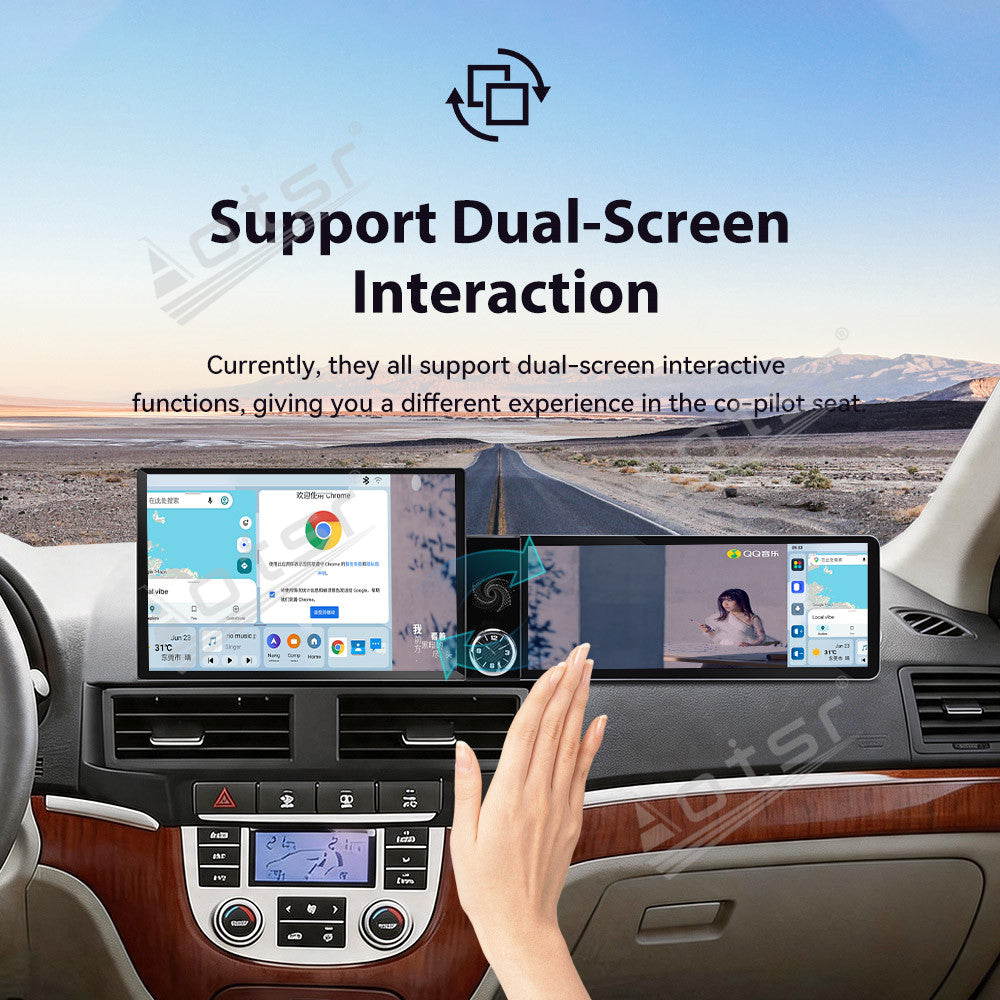 Aotsr Dual Screen 13.1 inch+12.3 inch Android 15 Carplay Car Radio for Hyundai Santa Fe 2006-2012 Car GPS Navigation Multimedia