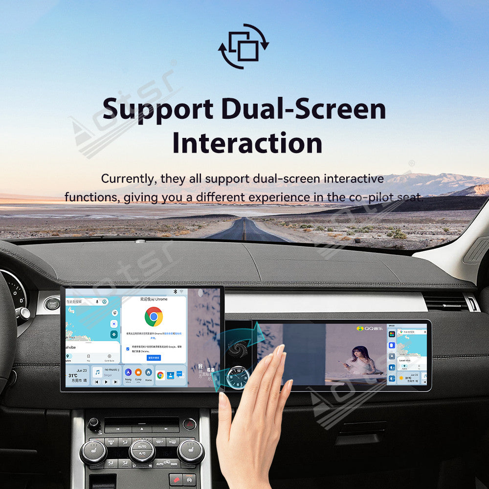 Aotsr Dual Screen 13.1 inch+12.3 inch Android 15 Carplay Car Radio for Land Rover Range Rover Evoque 2012-2015 Car GPS Navigation Multimedia