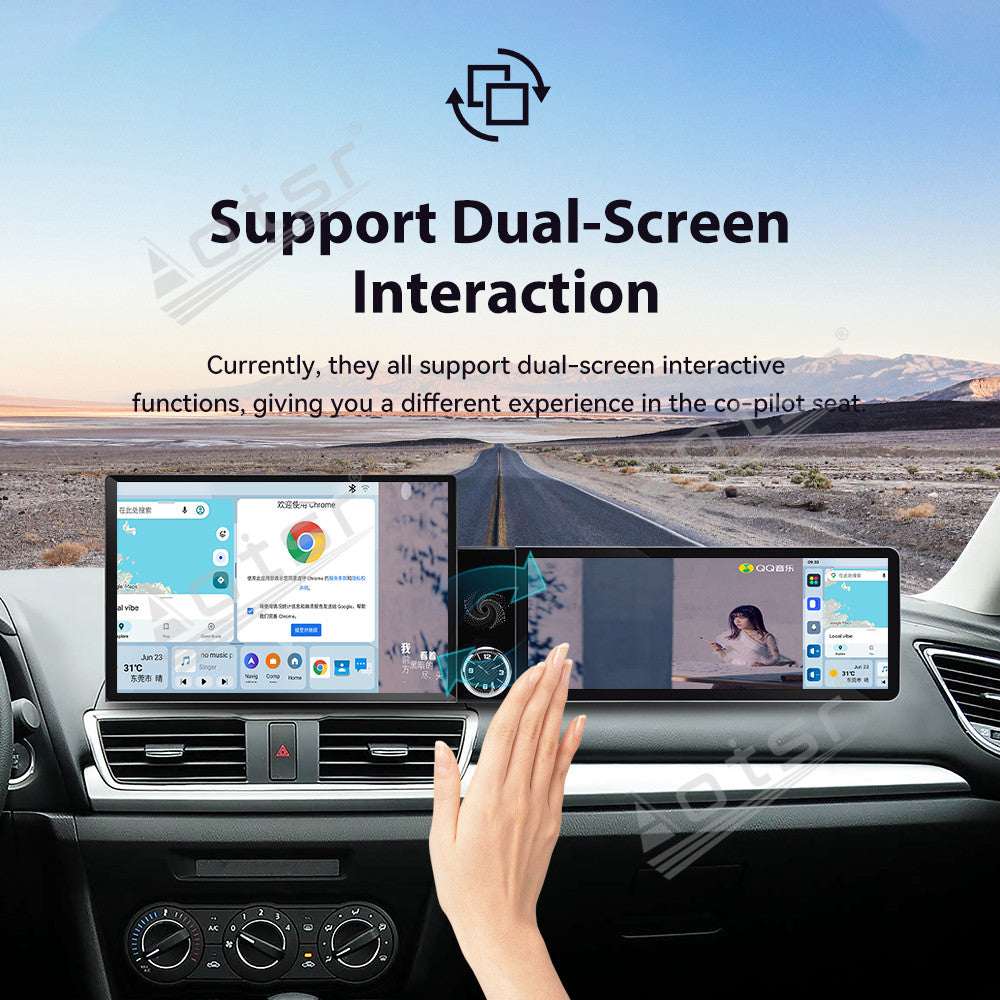 Aotsr Dual Screen 13.1 inch+12.3 inch Android 15 Carplay Car Radio for Mazda 3 2010-2015 Car GPS Navigation Multimedia
