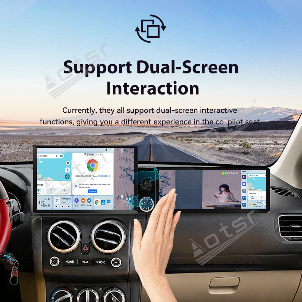 Aotsr Dual Screen 13.1 inch+12.3 inch Android 15 Carplay Car Radio for Nissan Qashqai 2008-2015 Car GPS Navigation Multimedia