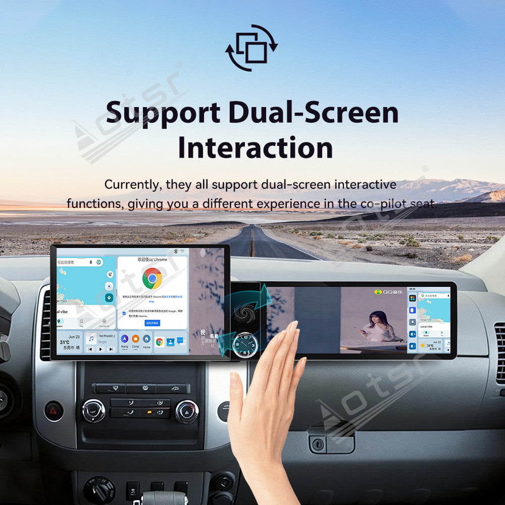 Aotsr Dual Screen 13.1 inch+12.3 inch Android 15 Carplay Car Radio for Nissan Frontier/Xterra 2009-2012 Car GPS Navigation Multimedia