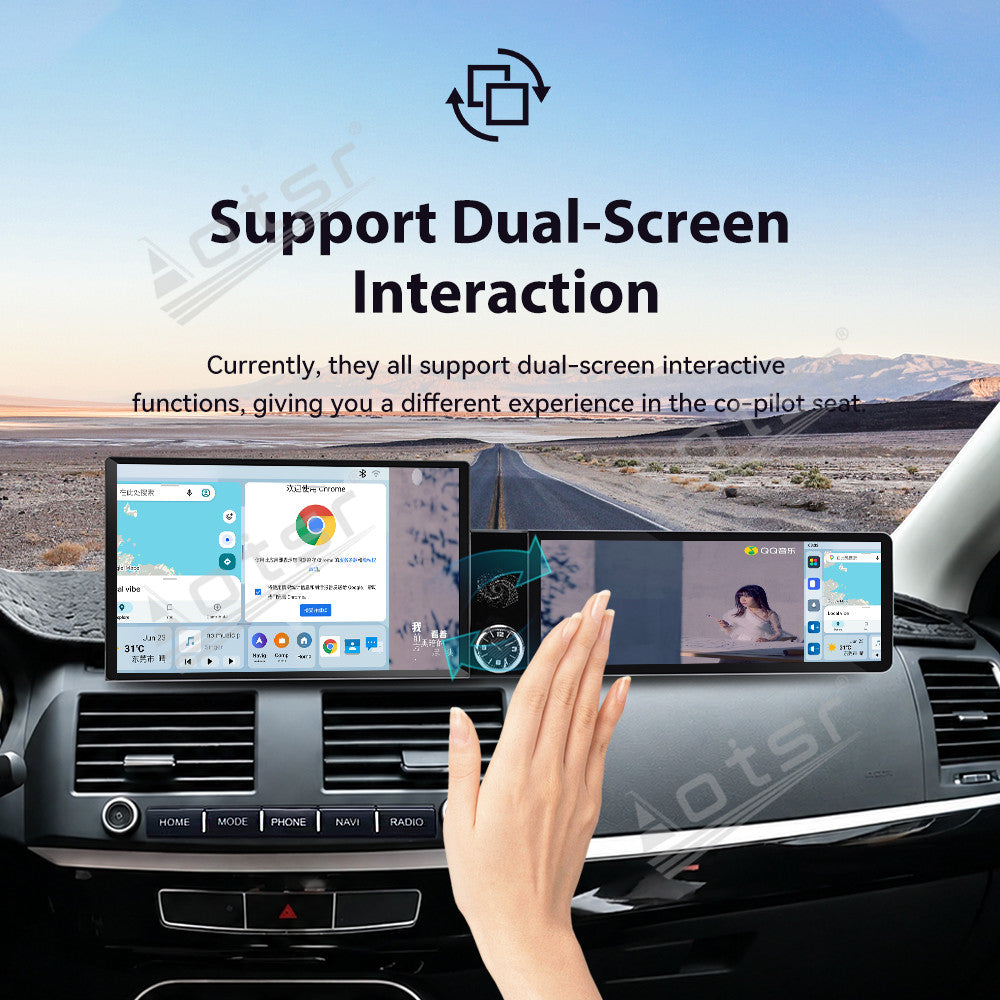 Aotsr Dual Screen 13.1 inch+12.3 inch Android 15 Carplay Car Radio for Mitsubishi Lancer EX 2010-2017 Car GPS Navigation Multimedia