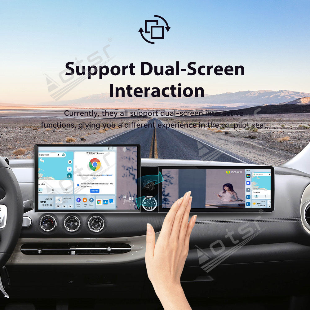 Aotsr Dual Screen 13.1 inch+12.3 inch Android 15 Carplay Car Radio for Wuling Bingo 2023-2026 Car GPS Navigation Multimedia