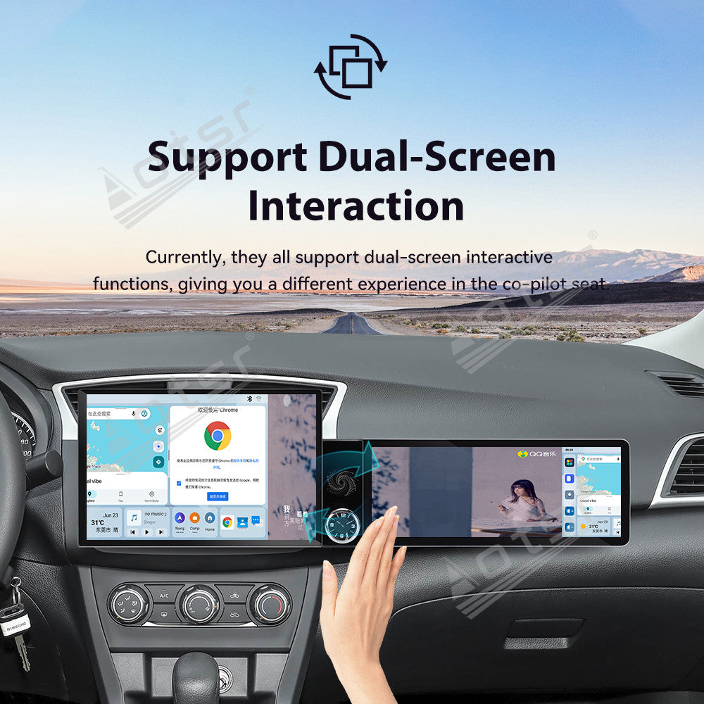 Aotsr Dual Screen 13.1 inch+12.3 inch Android 15 Carplay Car Radio for Nissan Sylphy 2020-2025 Car GPS Navigation Multimedia