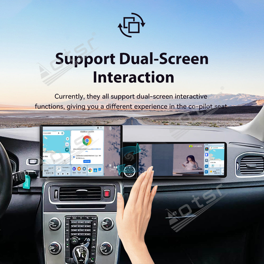 Aotsr Dual Screen 13.1 inch+12.3 inch Android 15 Carplay Car Radio for Volvo S60 2011-2019 Car GPS Navigation Multimedia