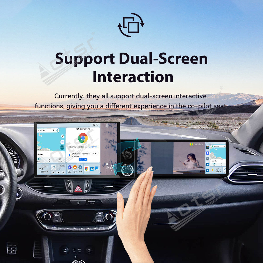 Aotsr Dual Screen 13.1 inch+12.3 inch Android 15 Carplay Car Radio for Hyundai I30 2017-2018 Car GPS Navigation Multimedia