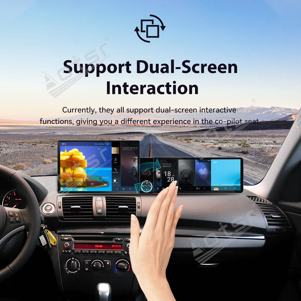 Aotsr Dual Screen 13.1 inch+12.3 inch Android 15 Carplay Car Radio for BMW 1 Series 2006-2011 Car GPS Navigation Multimedia