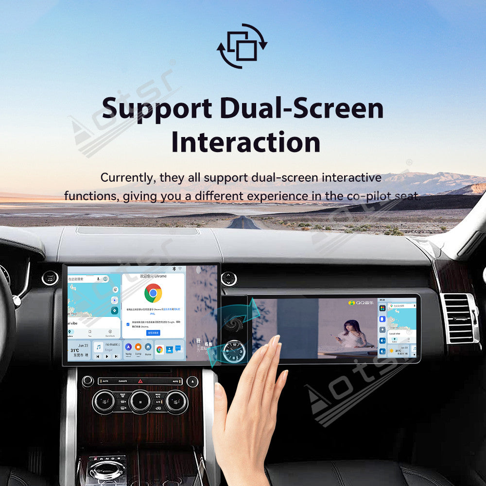 Aotsr Dual Screen 13.1 inch+12.3 inch Android 15 Carplay Car Radio for Land Rover Range Rover Executive 2017 Car GPS Navigation Multimedia