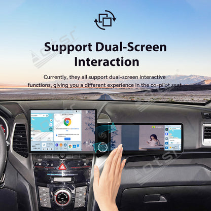 Aotsr Dual Screen 13.1 inch+12.3 inch Android 15 Carplay Car Radio for SsangYong Tivoli Matte Black 2015-2019 Car GPS Navigation Multimedia