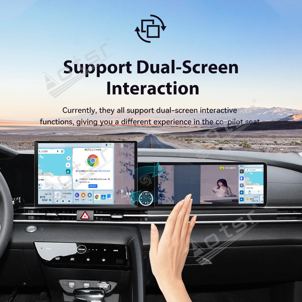 Aotsr Dual Screen 13.1 inch+12.3 inch Android 15 Carplay Car Radio for Hyundai Elantra 2020-2021 Car GPS Navigation Multimedia