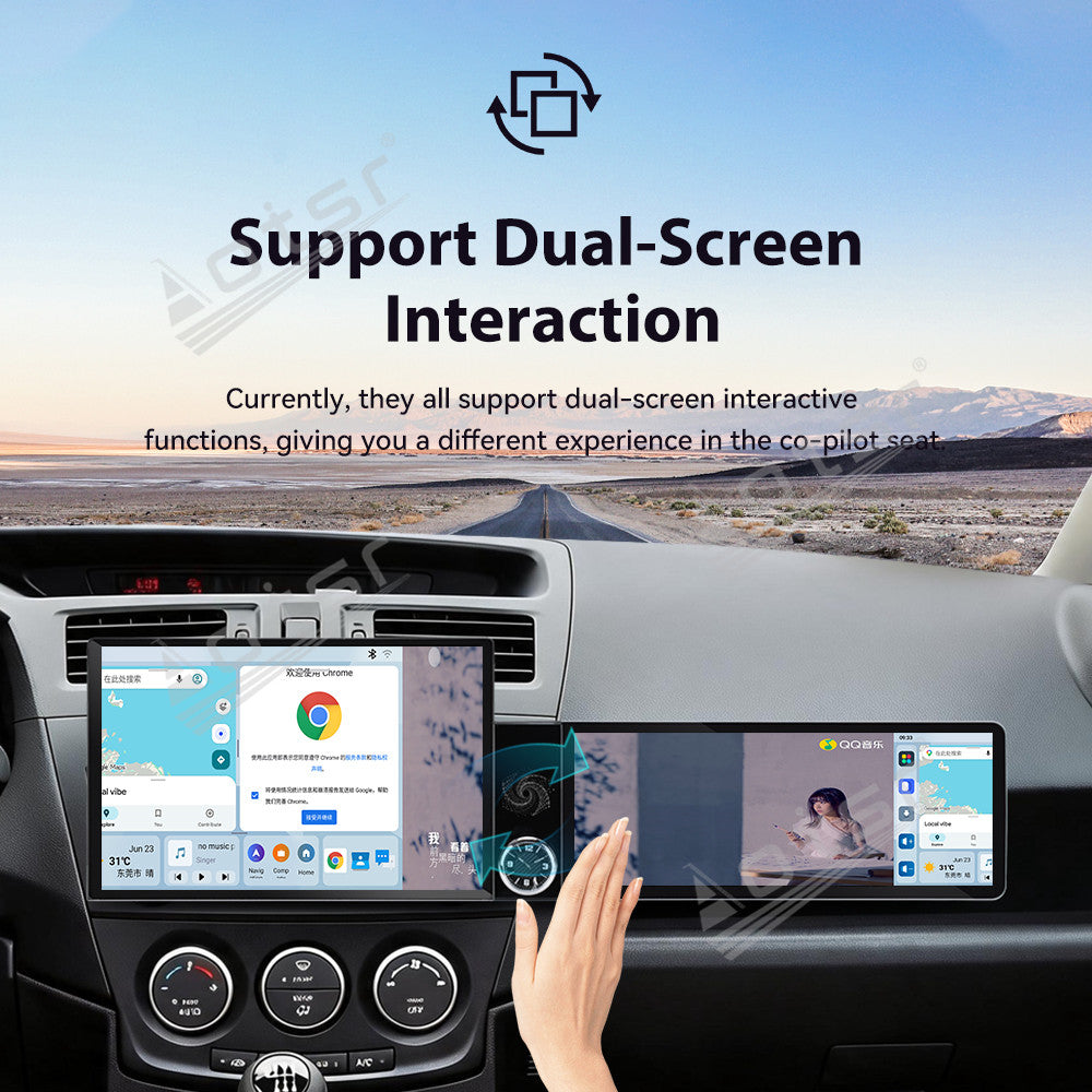 Aotsr Dual Screen 13.1 inch+12.3 inch Android 15 Carplay Car Radio for Mazda 5 2011-2015 Car GPS Navigation Multimedia