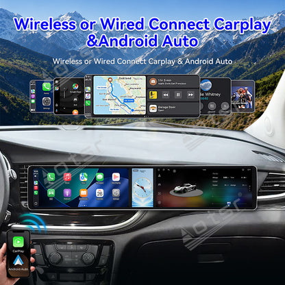 Aotsr Dual 12.3 inch Car Radio for Buick Encore 2016-2018 with 7870 Octa Core Chip Ultra HD 2400*900 Touch Screen Wireless CarPlay Bluetooth 5.0 GPS Navigation 4G Network OEM Upgrade Multimedia System