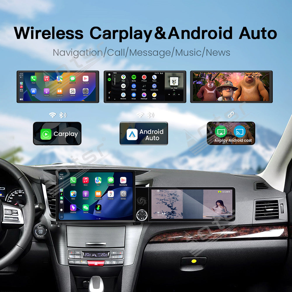 Aotsr Dual Screen 13.1 inch+12.3 inch Android 15 Carplay Car Radio for Subaru Legacy;Subaru Outback 2010-2014 Car GPS Navigation Multimedia