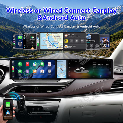 Aotsr Dual 12.3 inch Car Radio for Buick GL8 2020-2022 with 7870 Octa Core Chip Ultra HD 2400*900 Touch Screen Wireless CarPlay Bluetooth 5.0 GPS Navigation 4G Network OEM Upgrade Multimedia System