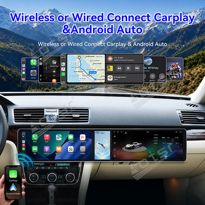Aotsr Dual 12.3 inch Car Radio for Volkswagen Passat B7/Lingyu 2004-2011 with 7870 Octa Core Chip Ultra HD 2400*900 Touch Screen Wireless CarPlay Bluetooth 5.0 GPS Navigation 4G Network OEM Upgrade Multimedia System