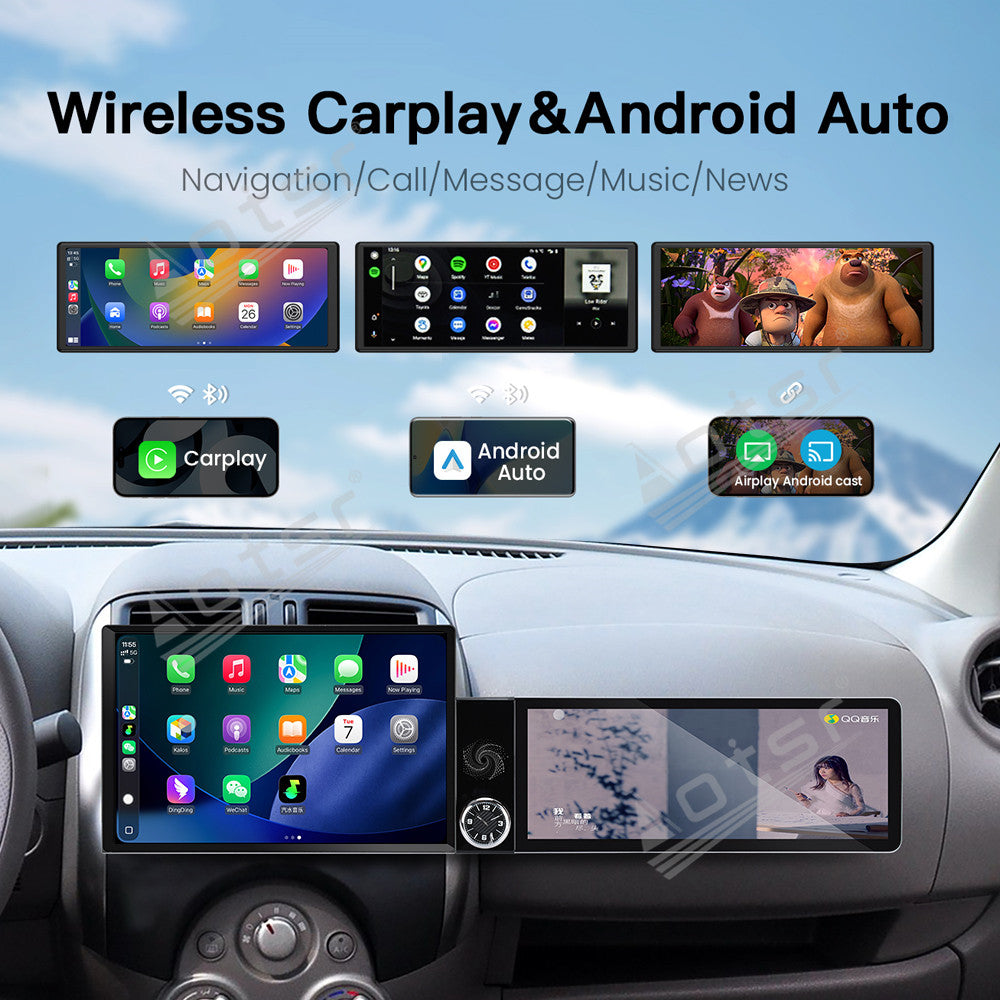 Aotsr Dual Screen 13.1 inch+12.3 inch Android 15 Carplay Car Radio for Nissan Sunny 2011-2013 Car GPS Navigation Multimedia