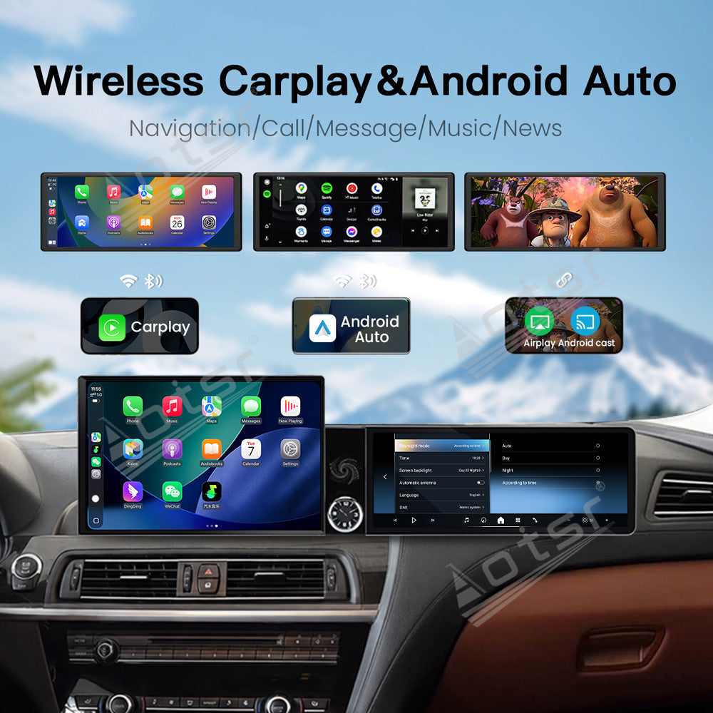 Aotsr Dual Screen 13.1 inch+12.3 inch Android 15 Carplay Car Radio for BMW 6 Series 2009-2016 Car GPS Navigation Multimedia
